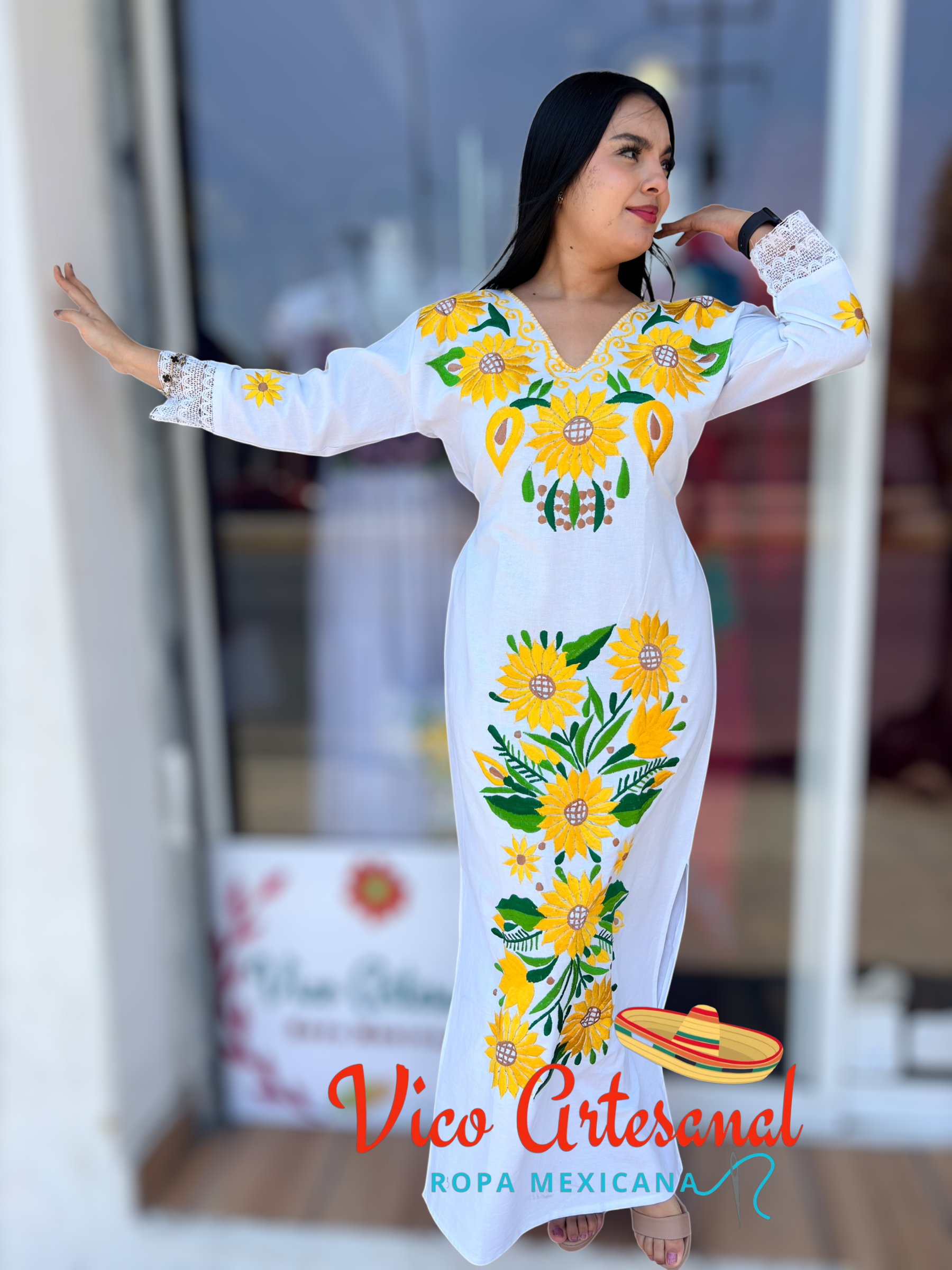 VESTIDO GIRASOL MANGA LARGA 🌻 - Imagen 2