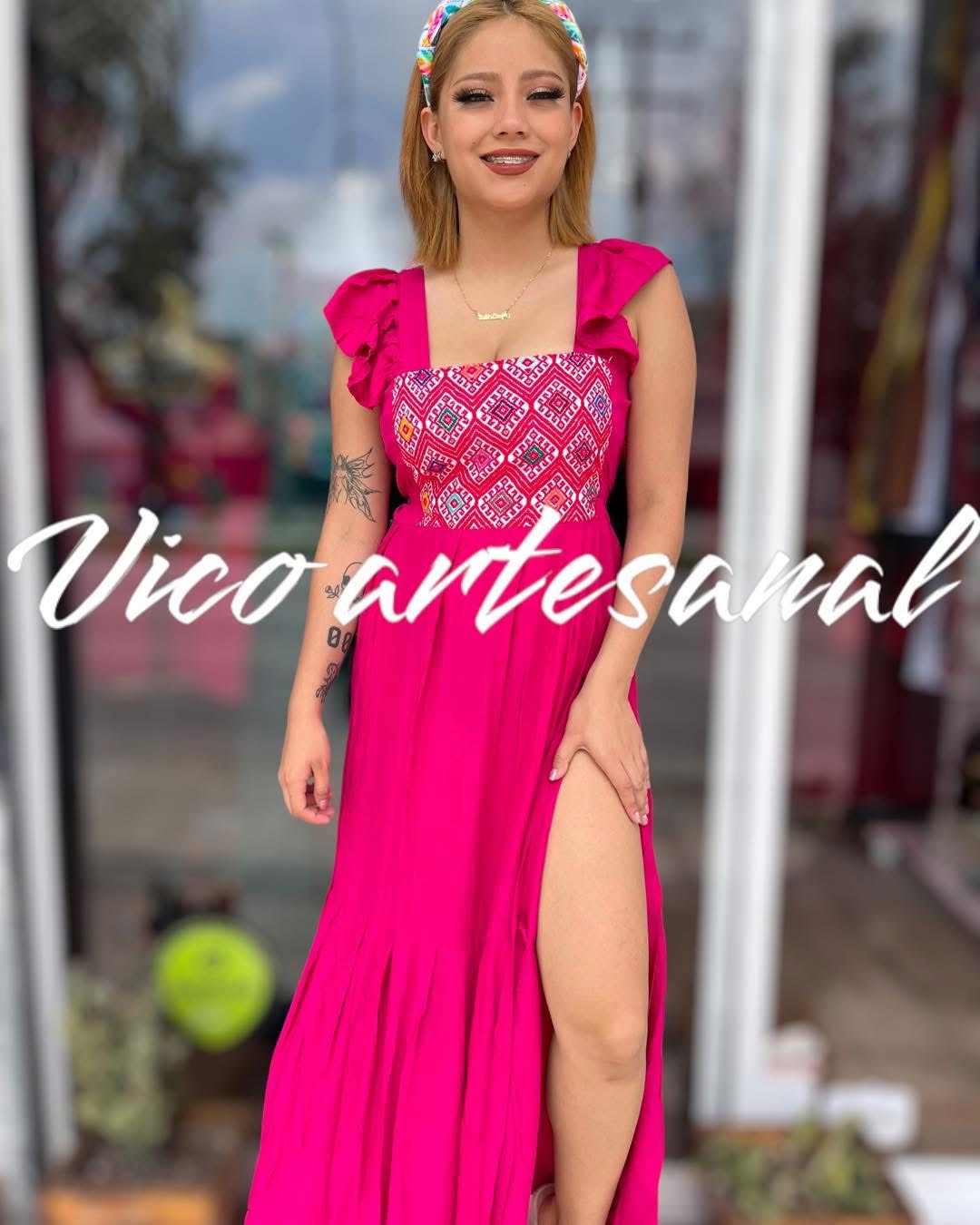 Vestido rombo 🔶largo Bordado a mano - Imagen 8