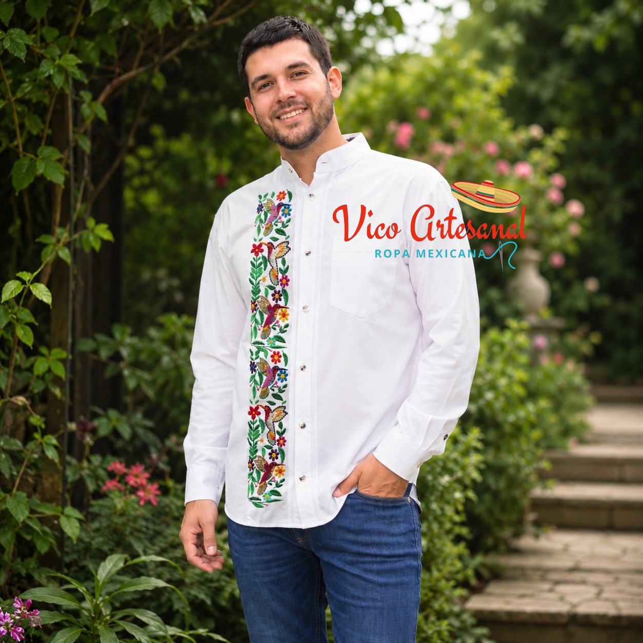 Camisa manga larga bordada - Imagen 2