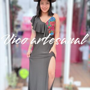 Vestido largo punta de cruz