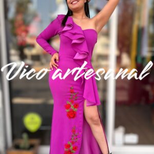 Vestido Rosas unimanga